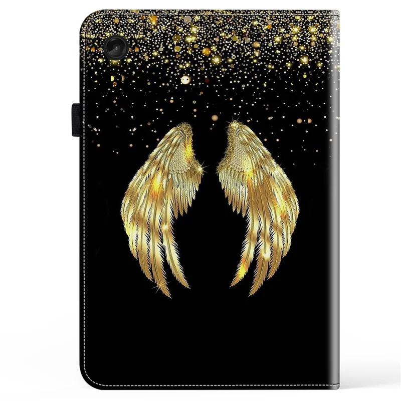 For Lenovo Tab M10 Plus (3rd Gen) Case Card Holder Pattern Printing Leather Tablet Cover -  Gold Wings