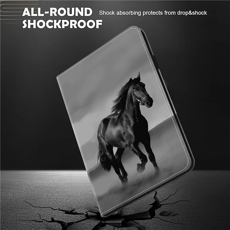 Para Xiaomi Pad 6 / Pad 6 Pro Case Patrón Funda de Piel de PU Cubierta de Tableta Ángeles de Visualización Múltiple - Caballo Negro