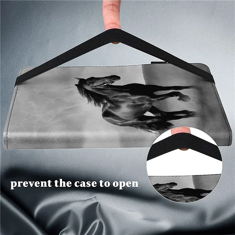 Para Xiaomi Pad 6 / Pad 6 Pro Case Patrón Funda de Piel de PU Cubierta de Tableta Ángeles de Visualización Múltiple - Caballo Negro