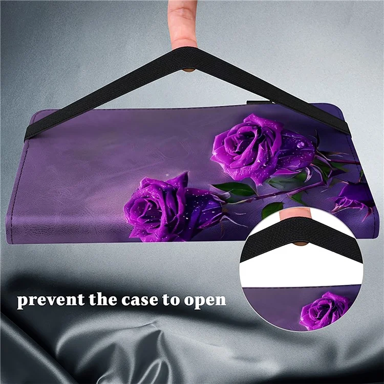 For Lenovo Tab M11 / Xiaoxin Pad 11 2024 Case Leather Tablet Cover with Card Holder -  Purple Rose