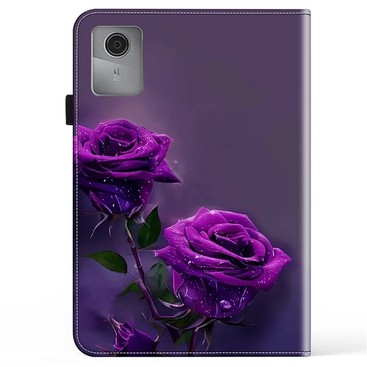 For Lenovo Tab M11 / Xiaoxin Pad 11 2024 Case Leather Tablet Cover with Card Holder -  Purple Rose