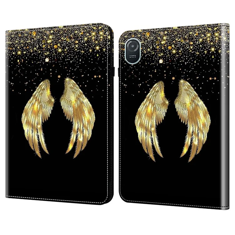 For Honor Pad 8 Stand Case Pattern Print Leather Tablet Cover mit Kartensteckplätzen - Gold Wings