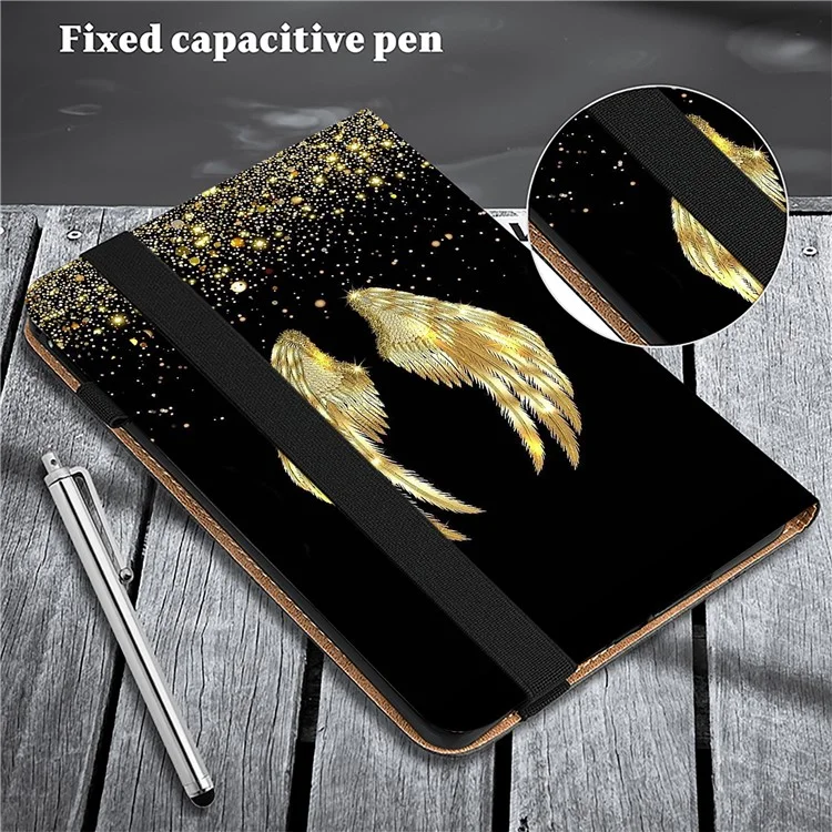 For Honor Pad 8 Stand Case Pattern Print Leather Tablet Cover mit Kartensteckplätzen - Gold Wings