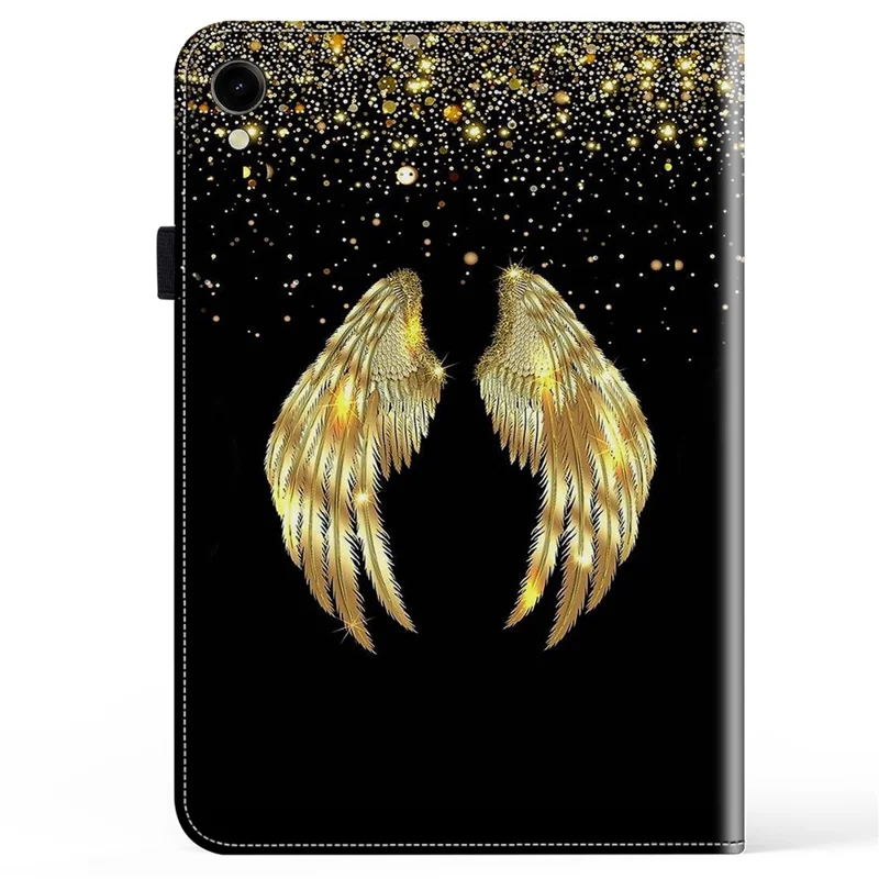For Samsung Galaxy Tab S10 Lite / S10 FE / S9 FE / S9 Case Folio Stand PU Leather Pattern Tablet Cover - Gold Wings