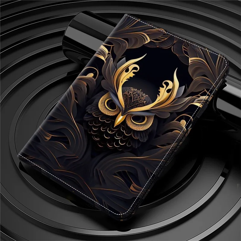 Für Samsung Galaxy Tab S10+ / S9+ / S9 FE+ Case Muster Bedruckung PU Leder Tablet Hülle mit Ständer Funktion - Eule