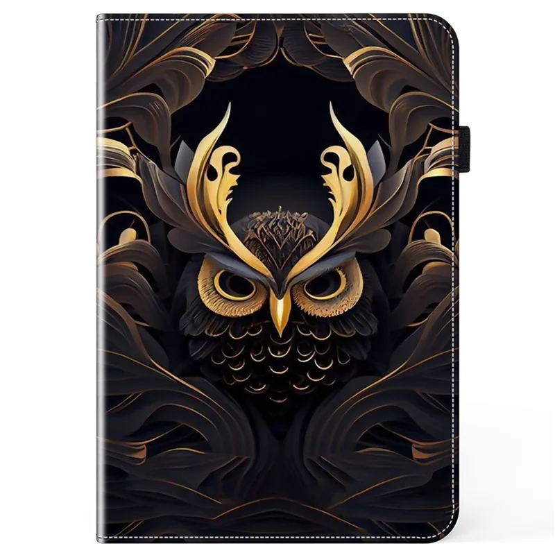 Für Samsung Galaxy Tab S10+ / S9+ / S9 FE+ Case Muster Bedruckung PU Leder Tablet Hülle mit Ständer Funktion - Eule