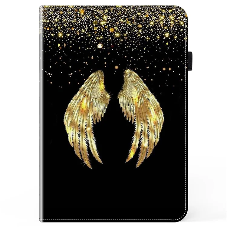 Для iPad mini (2024) / mini (2021) Чехол с принтом, кожаная обложка для планшета со слотами для карт и функцией подставки - Золотые крылья