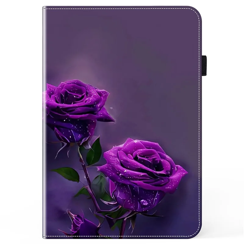 Para iPad mini (2024) / mini (2021) Funda Carcasa con Patrón Impreso de Cuero Funda de Tableta con Ranuras para Tarjetas Función de Soporte - Rosa Púrpura