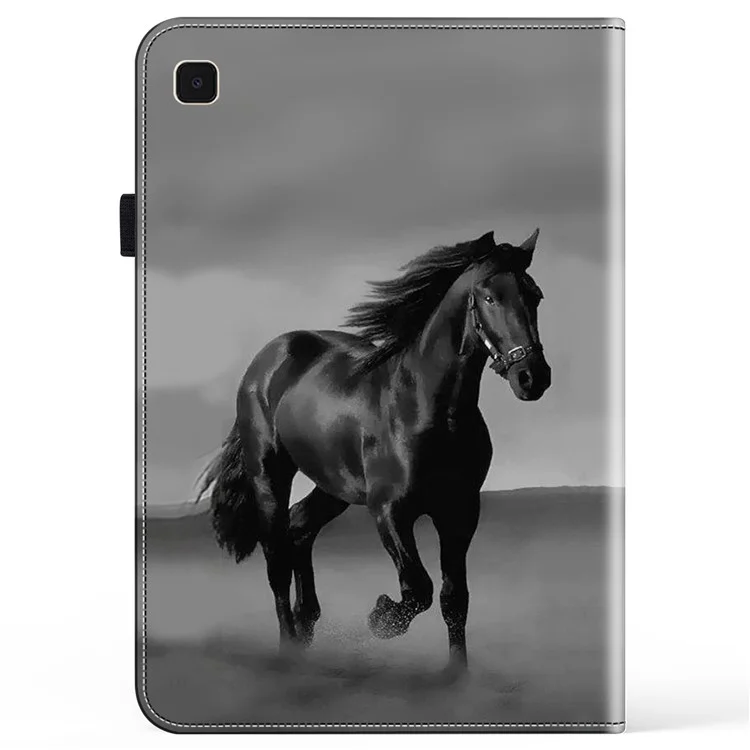 Para Samsung Galaxy Tab A7 10.4 (2020) / (2022) Capa para Tablet Impressão de Padrão Couro PU Flip Cover com Suporte - Cavalo Preto