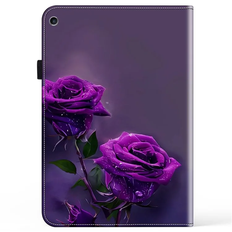 Для iPad 10.2 (2019) / (2020) / (2021) Чехол с узором из искусственной кожи Чехол для планшета с отделениями для карт - Пурпурная роза