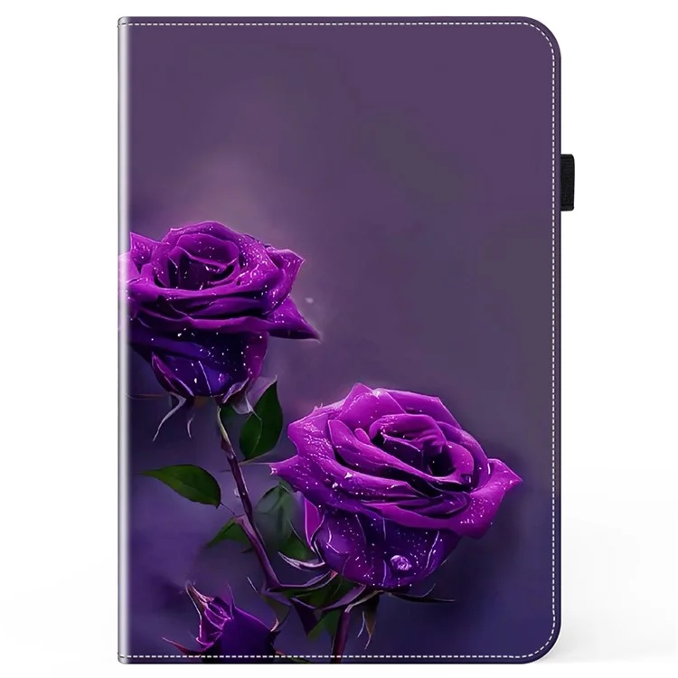 Для iPad 10.2 (2019) / (2020) / (2021) Чехол с узором из искусственной кожи Чехол для планшета с отделениями для карт - Пурпурная роза