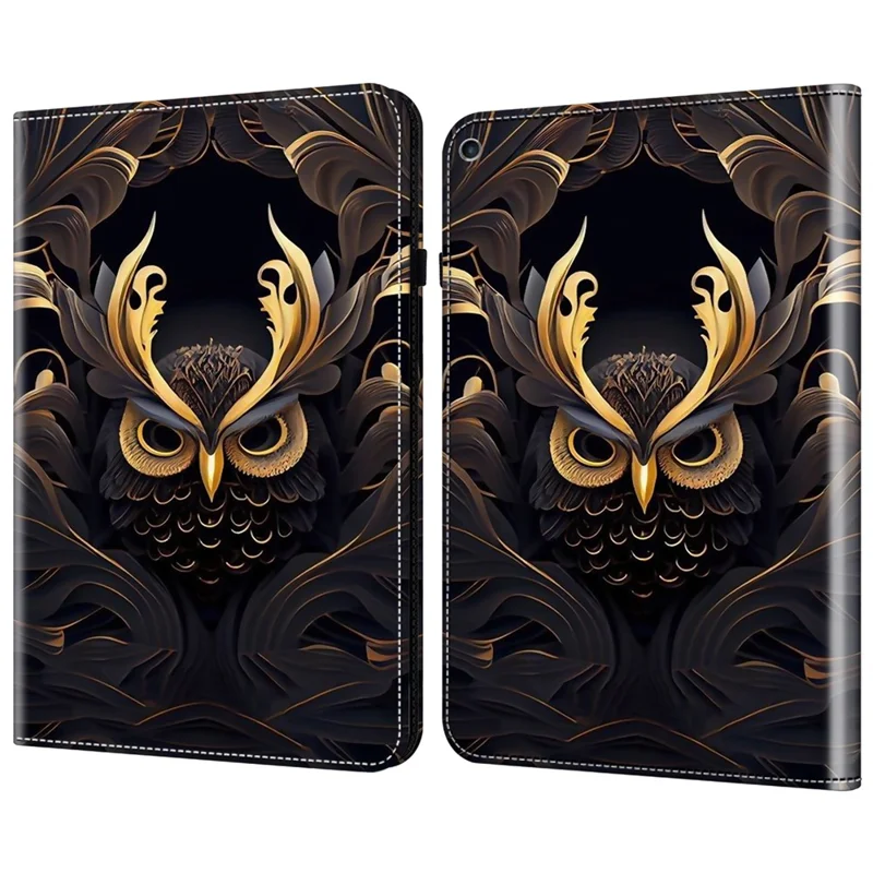 Pour iPad 10.2 (2019) / (2020) / (2021) Étui Motif Cuir Housse Tablette avec Emplacements Cartes - Hibou
