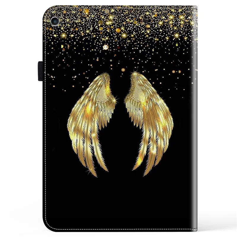 For iPad 10.2 (2019) / (2020) / (2021) Case Pattern Leather Tablet Cover with Card Slots - Gold Wings