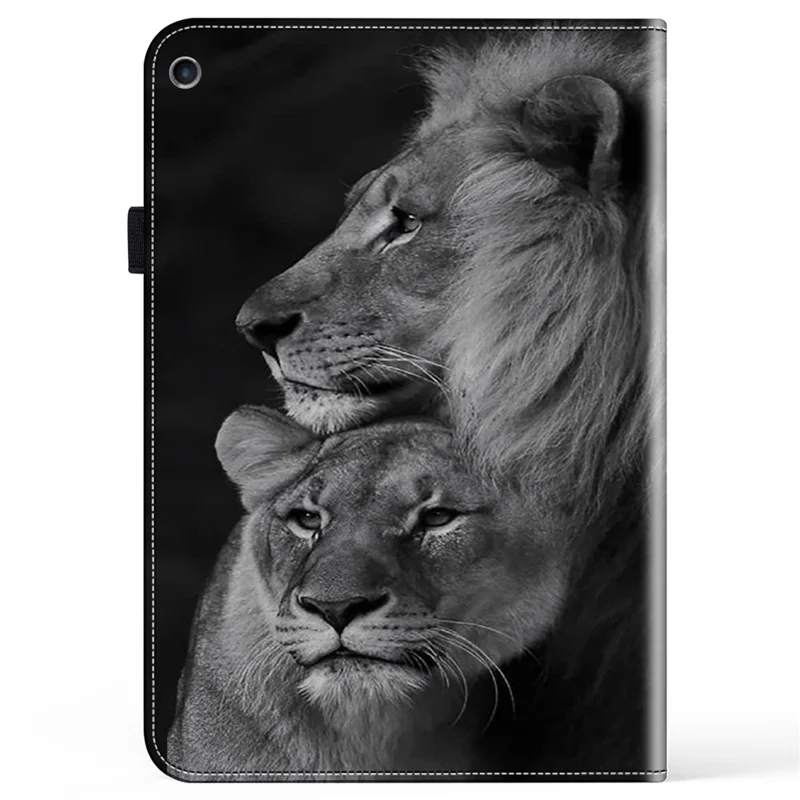 For iPad 10.2 (2019) / (2020) / (2021) Case Pattern Leather Tablet Cover with Card Slots - Couple Lions