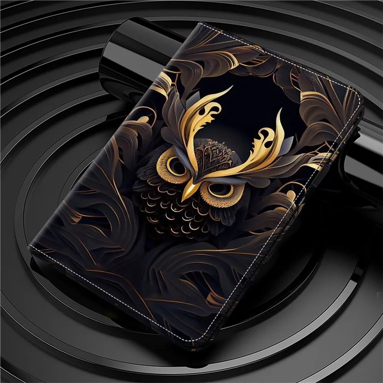Para Samsung Galaxy Tab S6 Lite (2020) / (2022) / (2024) Capa de Couro da Capa da Tabuleta dos Slots do Cartão - Coruja
