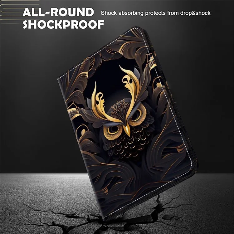 Para Samsung Galaxy Tab S6 Lite (2020) / (2022) / (2024) Capa de Couro da Capa da Tabuleta dos Slots do Cartão - Coruja