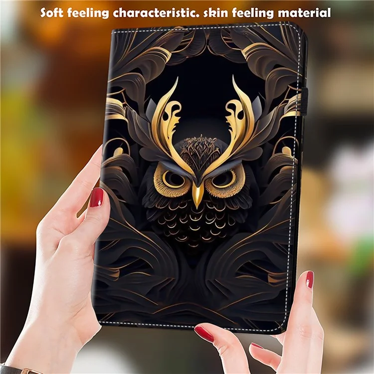 Para Samsung Galaxy Tab S6 Lite (2020) / (2022) / (2024) Capa de Couro da Capa da Tabuleta dos Slots do Cartão - Coruja