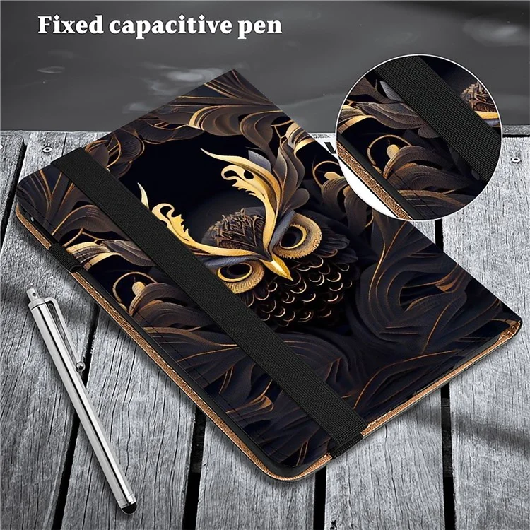 Para Samsung Galaxy Tab S6 Lite (2020) / (2022) / (2024) Capa de Couro da Capa da Tabuleta dos Slots do Cartão - Coruja