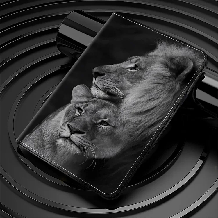 Чехол с откидной крышкой и подставкой для Samsung Galaxy Tab A8 10.5 (2021) / (2022), кожаный чехол с печатным рисунком - Пара львов