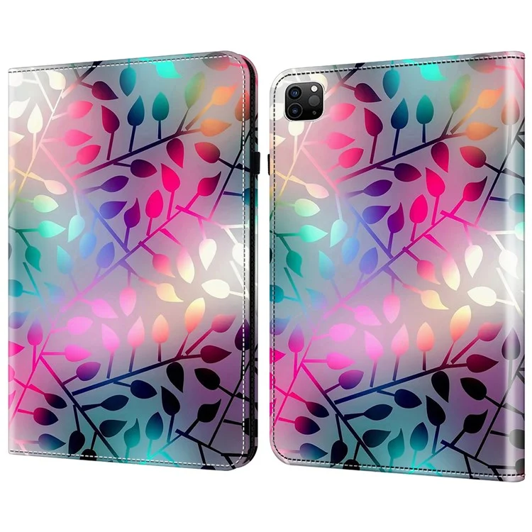 Para iPad Pro 12.9 (2020) / (2021) / (2022) / iPad Air 13 (2024) Funda con Patrón de Cuero PU con Soporte y Ranuras para Tarjetas - Hoja de Arce
