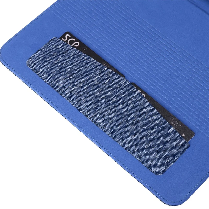 For iPad Air 11 (2025) / (2024) Case Card Holder Pen Slot Leather Tablet Cover Cloth Texture -  Blue