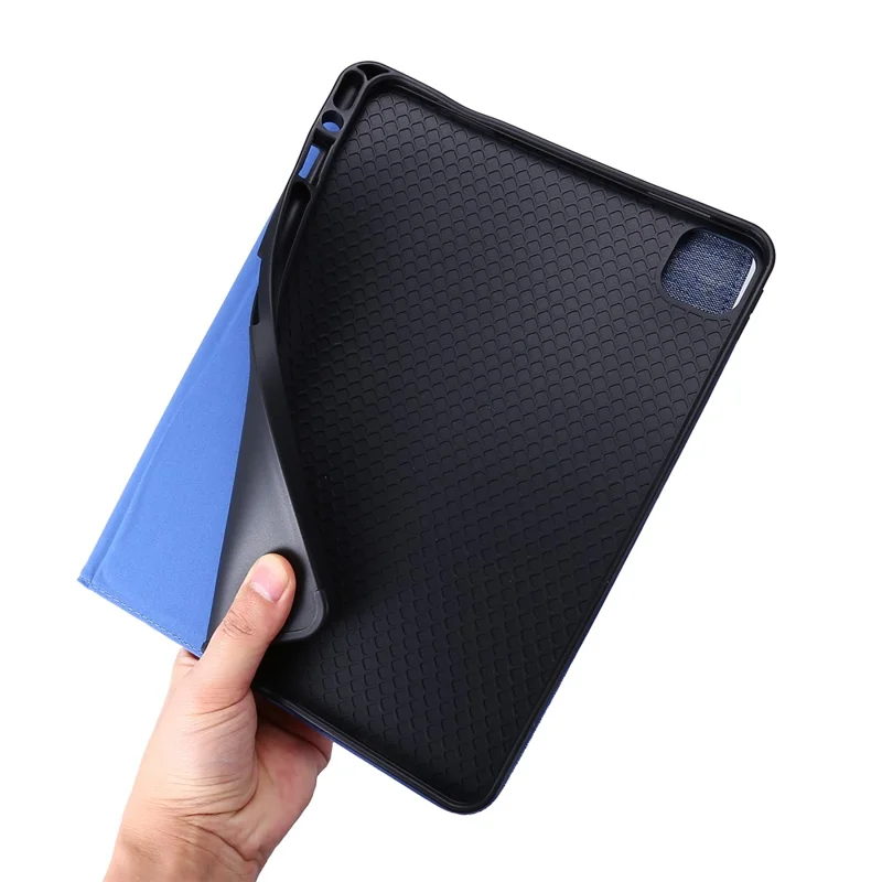 For iPad Air 11 (2025) / (2024) Case Card Holder Pen Slot Leather Tablet Cover Cloth Texture -  Blue