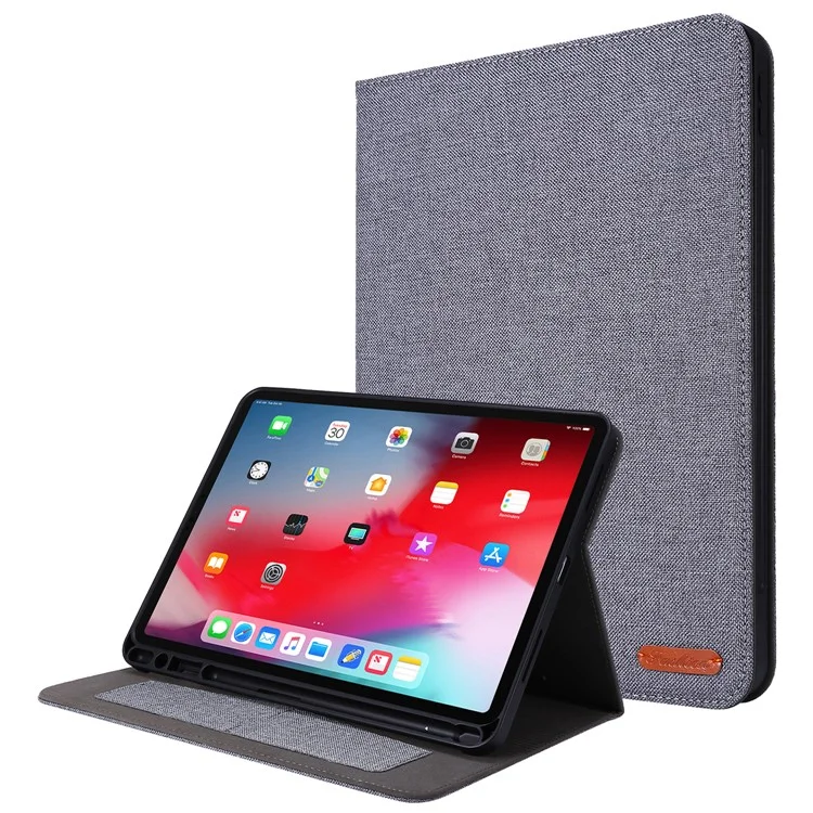 Für iPad Air 13 (2024) Hülle mit Kartenfächern, Ständer, Leder-Tablet-Hülle mit Stifthalter - Grau