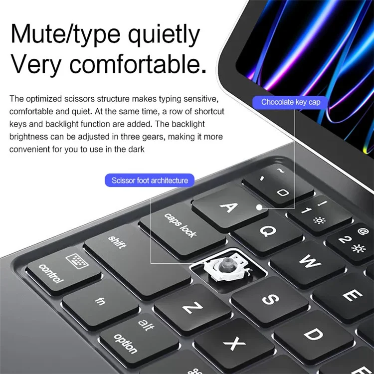 Für iPad Pro 13 (2024) Magnetisch Schwimmendes Bluetooth-Tastatur + Leder-Tablet-Hülle - Schwarz