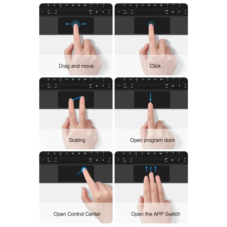Для iPad Pro 11 (2022) / (2021) / (2020) / (2018) / Air (2020) / (2022) / Air 11 (2024) Magnetic Floating Bluetooth Keyboard + Leather Tablet Case - Черный