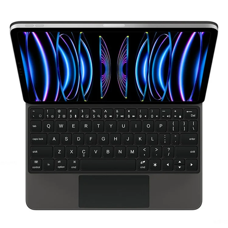 Für iPad Pro 11 (2024) Magnetische schwebende Bluetooth-Tastatur + Leder-Tablet-Hülle - Schwarz