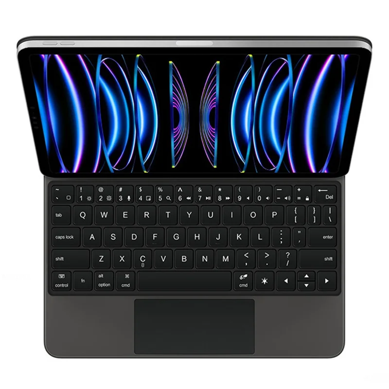 Para iPad Pro 11 (2024) Teclado Bluetooth Magnético Flutuante + Capa de Tablet de Couro - Branco