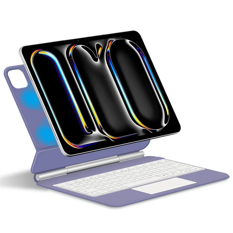 For iPad Pro 11 (2025) / (2024) Magnetic Floating Bluetooth-compatible Keyboard + Leather Tablet Case - Purple
