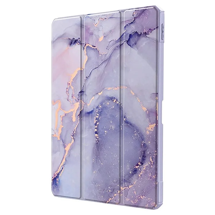 Acquista in Blocco per iPad Air 11 (2024) Custodia Modello Pelle Custodia Tablet Guscio Posteriore Trasparente Risveglio / Sonno Automatico - Marmo Viola