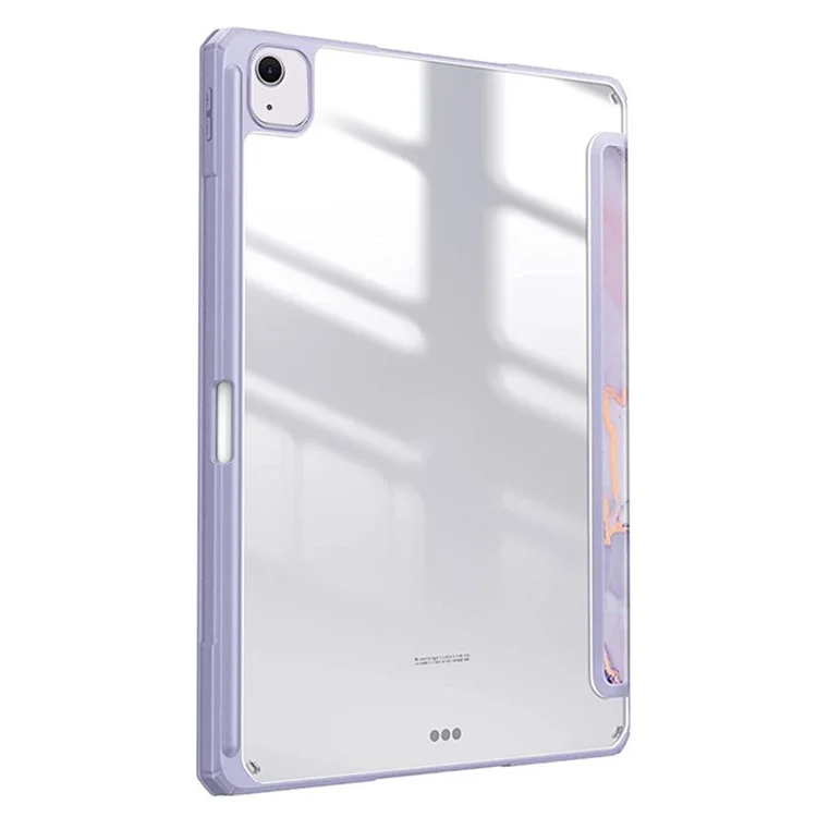 Acquista in Blocco per iPad Air 11 (2024) Custodia Modello Pelle Custodia Tablet Guscio Posteriore Trasparente Risveglio / Sonno Automatico - Marmo Viola