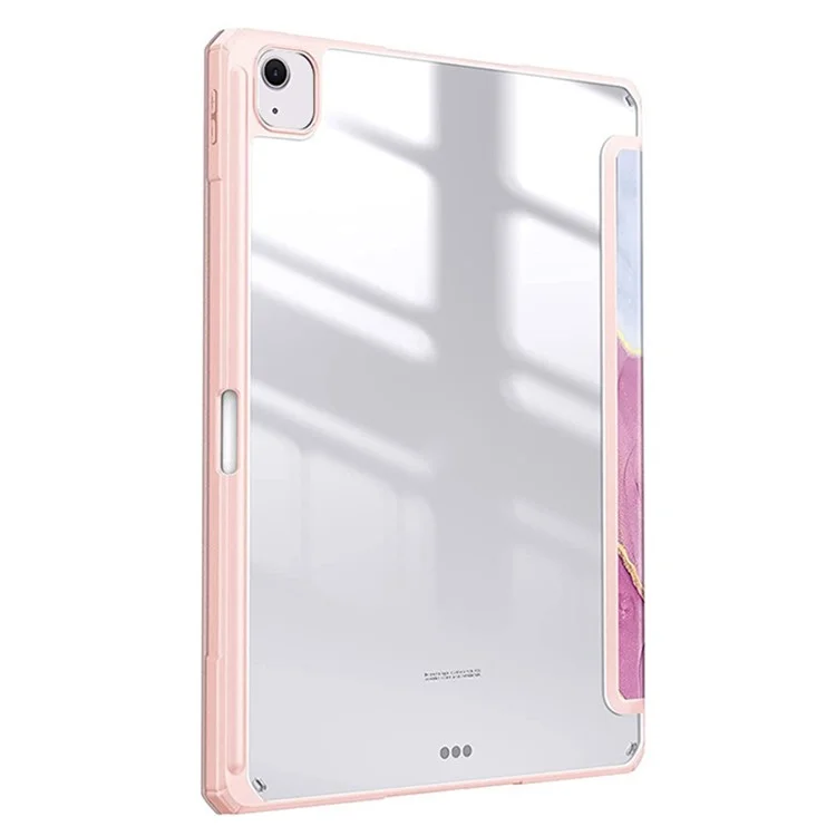 Bulk Buy For iPad Air 13 (2024) Case Tri-fold Stand Pattern Leather+TPU+Acrylic Tablet Cover - Marmo rosa