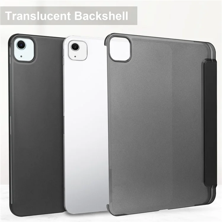 Para iPad Air 13 (2024) Funda Tri-Fold Stand Leather + PC Matte Back Tablet Cover con Soporte para Lápiz - Negro