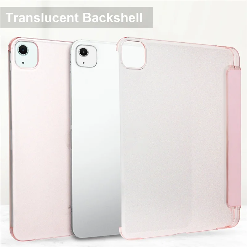For iPad Air 13 (2026) / (2025) / (2024) Case Tri-Fold Stand Leather + PC Matte Back Tablet Cover with Pencil Holder - Rose Gold