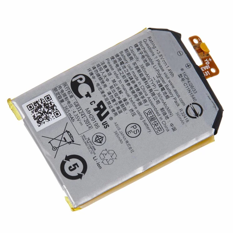 For Asus Zenwatch 2 WI501Q 3.80V 365mAh Rechargeable Li-Polymer Battery Assembly Part (Encode: C11N1540)