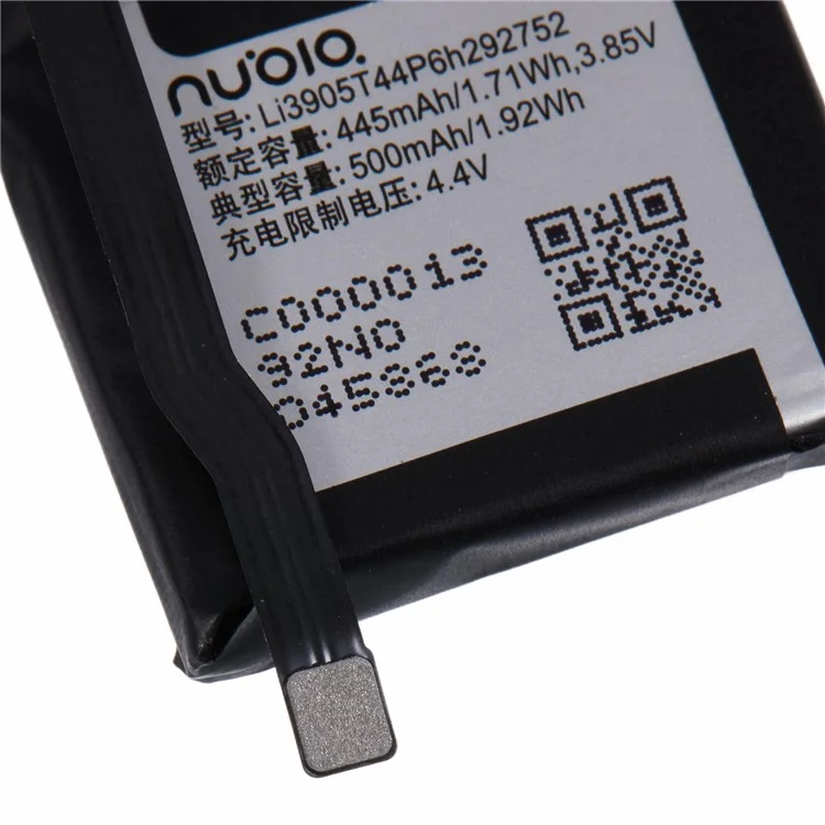 For ZTE nubia Alpha SW1002 3.85V 445mAh Rechargeable Li-Polymer Battery Assembly Part (Encode: Li3905T44P6h292752) (Without Logo)