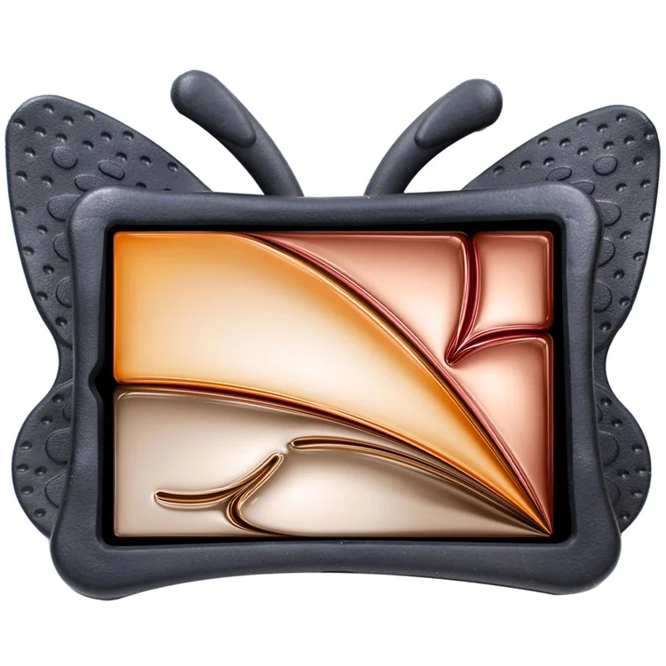 Para iPad Air 11 (2024) Case Butterfly Style Support Kickstand EVA Tablet Cover - Preto