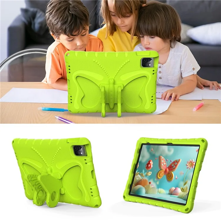 Per iPad Pro 12.9 pollici (2018) / (2020) / (2021) / (2022) / Air 13 (2024) / Pro 13 (2024) Custodia Protettiva in EVA con Supporto a Farfalla e Tracolla - Verde