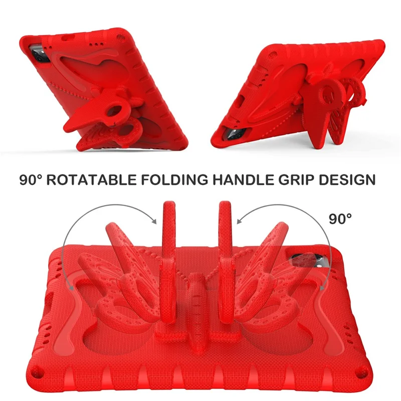Voor iPad Pro 12,9 inch (2018) / (2020) / (2021) / (2022) / Air 13 (2025) / (2024) / Pro 13 (2025) / 13 (2024) Butterfly Stand EVA-hoes met band - Rood