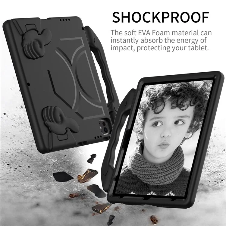Para iPad Pro 12.9 pulgadas (2018) / (2020) / (2021) / (2022) / iPad Air 13 (2024) / iPad Pro 13 (2024) Funda de Tablet EVA con Soporte para el Pulgar - Negro