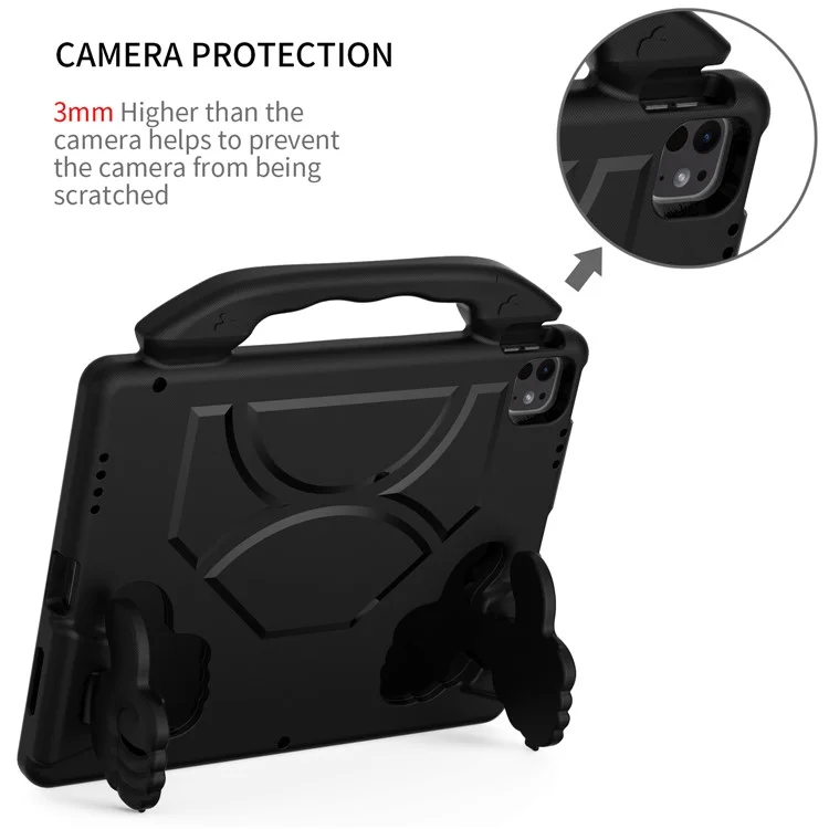 Para iPad Pro 12.9 pulgadas (2018) / (2020) / (2021) / (2022) / iPad Air 13 (2024) / iPad Pro 13 (2024) Funda de Tablet EVA con Soporte para el Pulgar - Negro