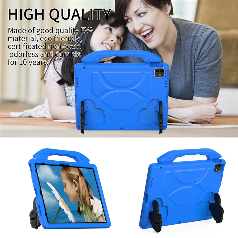 Per iPad Pro 12.9 pollici (2018) / (2020) / (2021) / (2022) / iPad Air 13 (2024) / iPad Pro 13 (2024) Tablet Custodia EVA con Supporto per Pollice - Blu