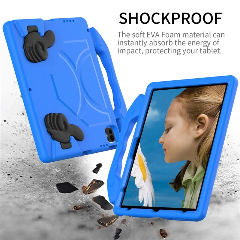 Per iPad Pro 12.9 pollici (2018) / (2020) / (2021) / (2022) / iPad Air 13 (2024) / iPad Pro 13 (2024) Tablet Custodia EVA con Supporto per Pollice - Blu