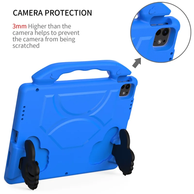 Per iPad Pro 12.9 pollici (2018) / (2020) / (2021) / (2022) / iPad Air 13 (2024) / iPad Pro 13 (2024) Tablet Custodia EVA con Supporto per Pollice - Blu