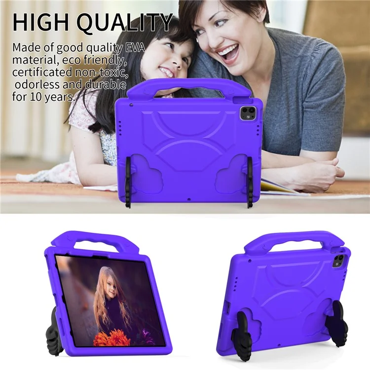 Para iPad Pro 12.9 polegadas (2018) / (2020) / (2021) / (2022) / iPad Air 13 (2024) / iPad Pro 13 (2024) Tablet Capa EVA com Suporte Polegar - Roxo