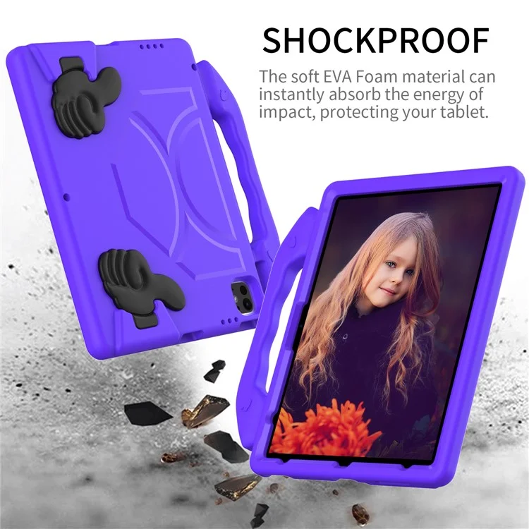 Para iPad Pro 12.9 polegadas (2018) / (2020) / (2021) / (2022) / iPad Air 13 (2024) / iPad Pro 13 (2024) Tablet Capa EVA com Suporte Polegar - Roxo