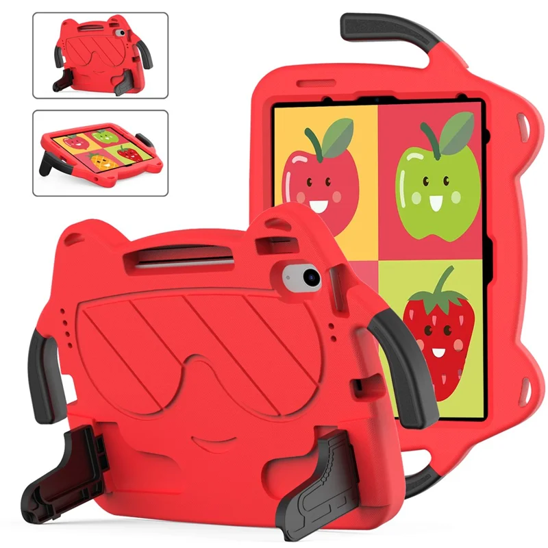 Per iPad Air 11 (2024) Custodia EVA + PC Custodia per tablet protettiva con supporto per cavalletto - Rosso+Nero